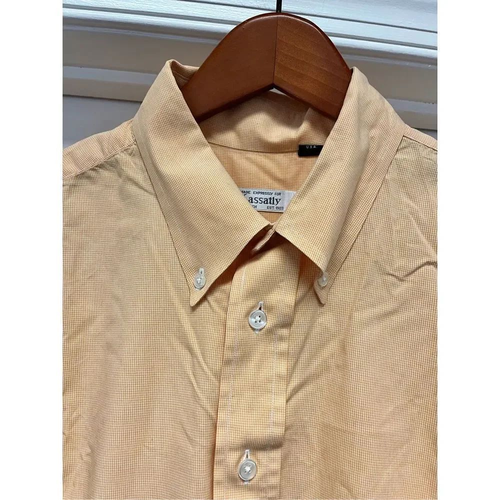 Kassatly Palm Beach Peach Fine Check Button Down Shirt sz L EUC